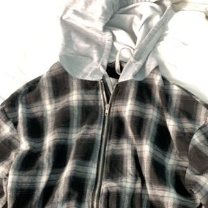 black jacket, tight at the bottom